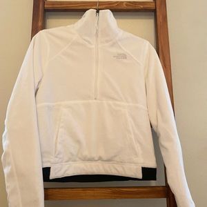 The North Face White Reversible Pullover Size Small. Soft shell/ fuzzy
